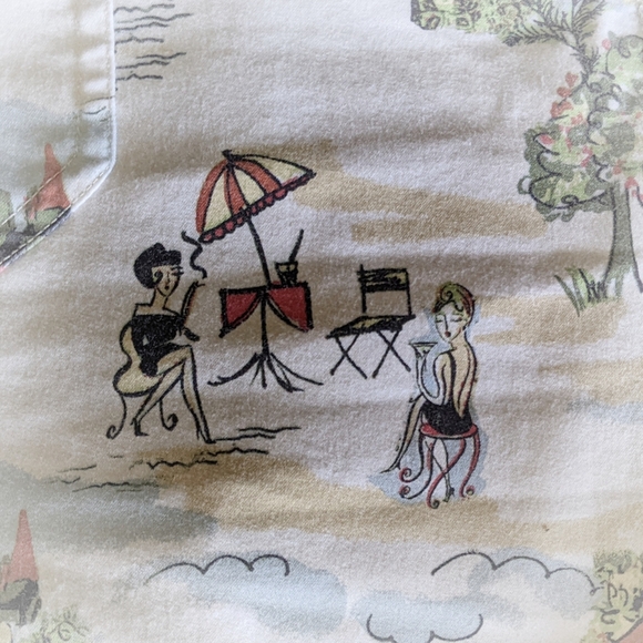 Chico's Vintage Cream Scenic Print Lightweight Capri Pants Size 2 (L) - Picture 3 of 5